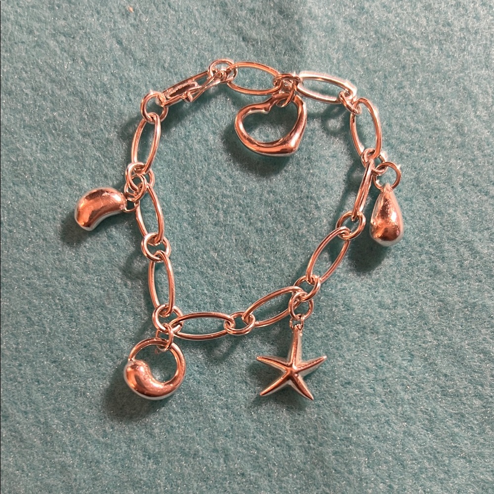 Tiffany & Co Elsa Peretti 925 Charm Bracelet with 5 of her most famous Charms.